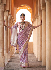 Violet Viscose Silk Woven Foil Printed Saree